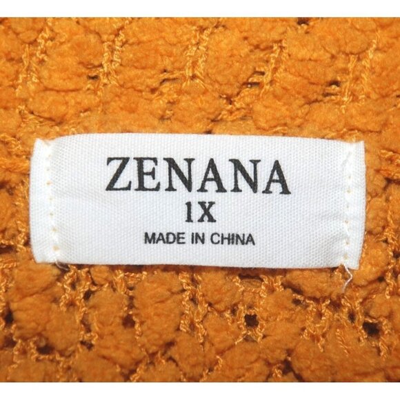 Zenana Mustard Yellow Knit Long Sleeve Pullover Sweater 1X Slouchy Casual Winter - Picture 6 of 8